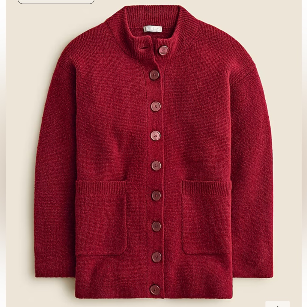 J. Crew Relaxed Milano-Stitch Cardigan In Vivid Burgundy. Size Large.